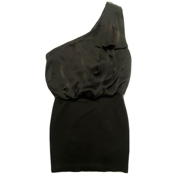 A/X Armani Exchange One Shoulder Zipper Black Cocktail Party Dress Size 2 Club - Picture 3 of 13